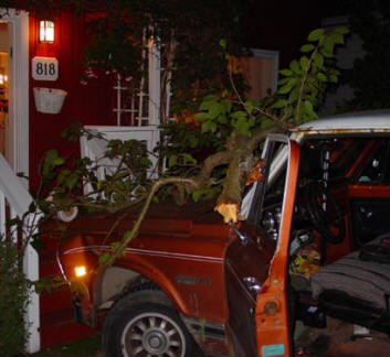 Picture of truck crashed into house
