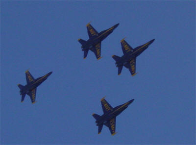 Blue Angels flying over Boeing Field