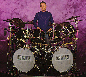 Neil Peart and his Ludwig Presto drum kit