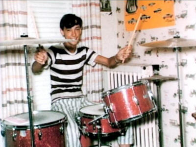 Neil Peart and his first drum kit