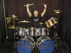 Doug Foley behind Neil Peart's 1974 Slingerland Kit