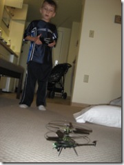 Cam flies the indoor helicopter